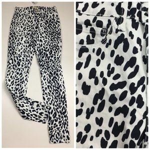 NWT L'AGENCE White Black Genoa MARGUERITE Faux Pockets Logo Button Skinny Jeans